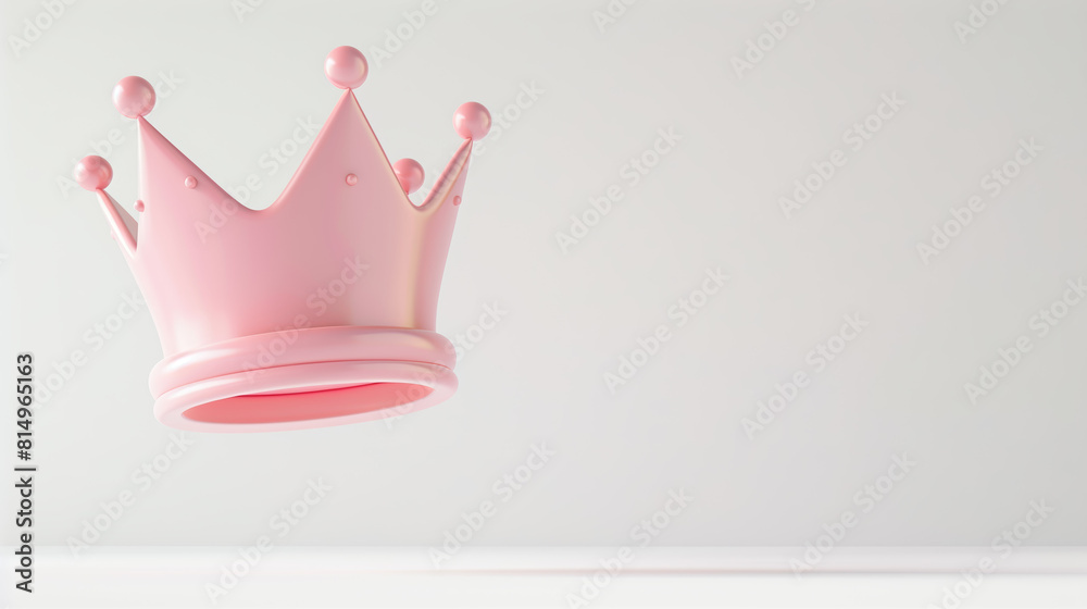 Pink crown floating in the air against a white background. Pink crown floating in the air against a white background.
