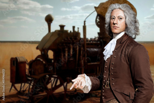 Jethro Tull was a British agronomist and inventor; Pioneer of modern agriculture and inventor, in 1701, of the first mechanical seeder photo