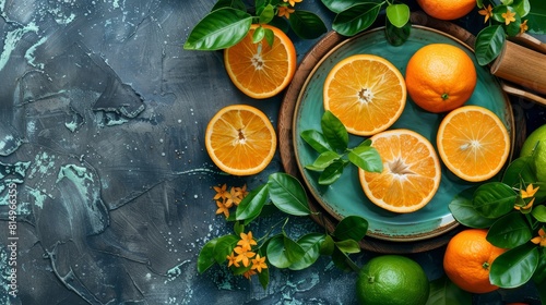 an orange-filled bowl and a bottle of orange juice