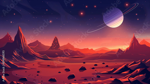 Night space game background, Illustration