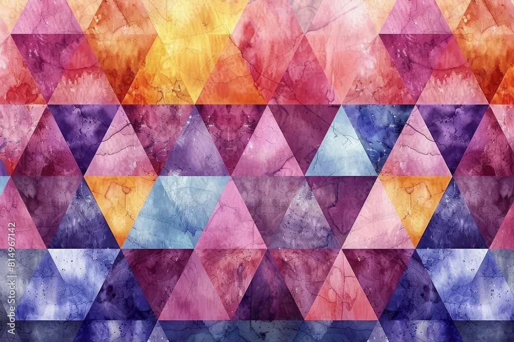 Vivid Spectrum of Watercolor Triangles with Rich Textures and Cracked Surfaces for Artistic Display. Vivid Spectrum of Watercolor Triangles with Rich Textures and Cracked Surfaces for Artistic Display.