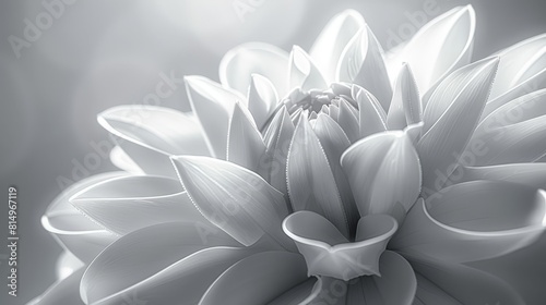  A large white flower is depicted in the middle of the image  with the surrounding pixels being black and white