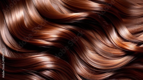  A tight shot of wavy hair with light browning and reddish-brown highlights against a black backdrop