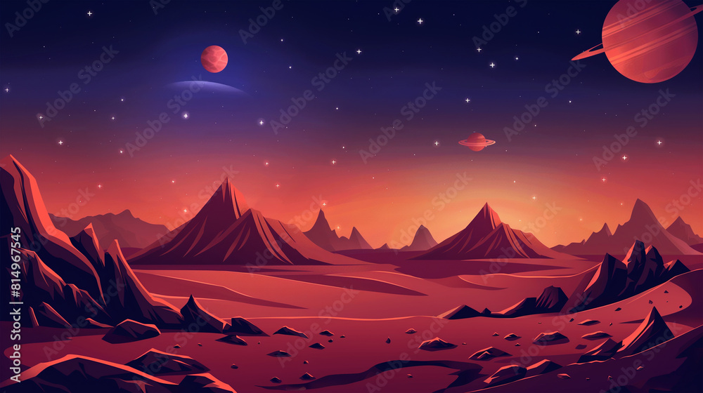 Night space game background, Illustration Night space game background, Illustration