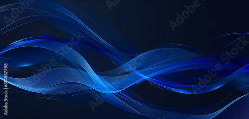 Dark background styled with a modern royal blue wave for business decor. © Tabi