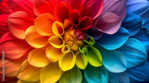  A macro shot of a multicolored flower with numerous petals concentrated in its center