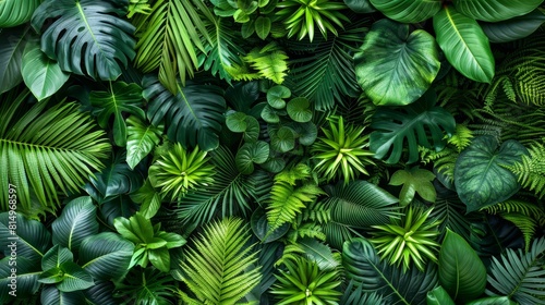  A tight shot of various plants with verdant tops and bottoms displaying green leaves