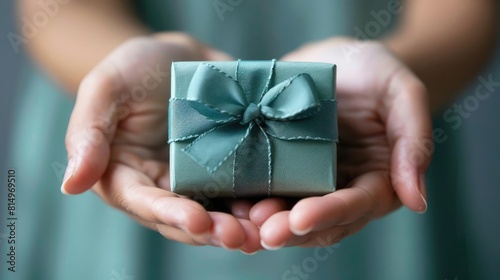 Employee receiving a symbolic gift as part of a wellness benefit program, appreciation concept, isolated on white