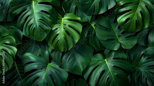  A close-up of numerous green leaves atop a thick layer of interconnected green foliage