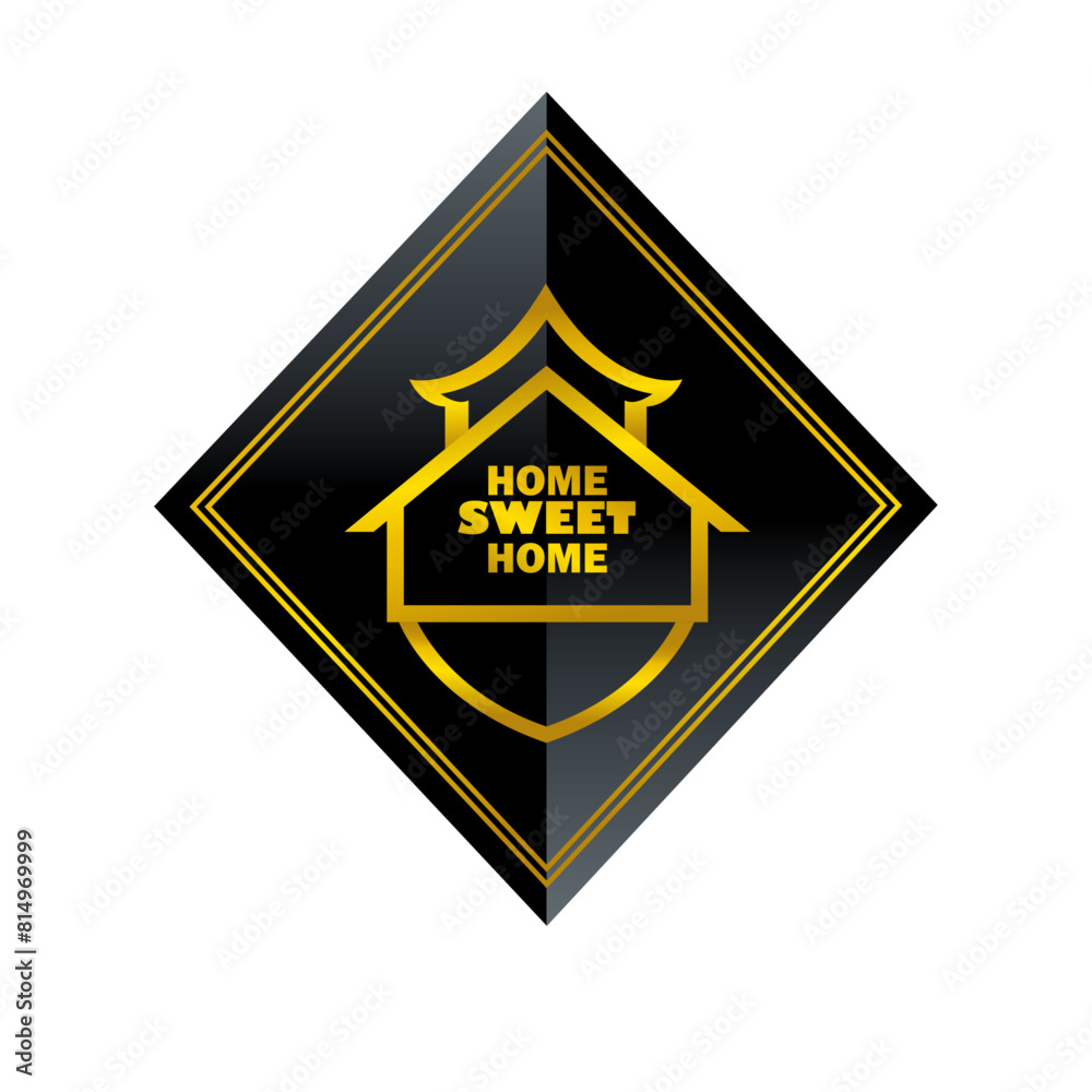 Obraz premium HOME SWEET HOME LOGO IN GOLDEN AND BLACK,golden logo,home sweet home logo, home sweet home frame