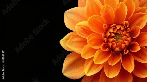  A tight shot of an orange blossom against a black backdrop Ideal for text or image placement on t-shirts