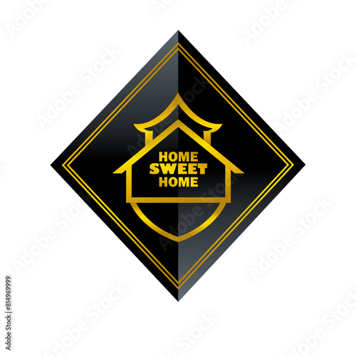 HOME SWEET HOME LOGO IN GOLDEN AND BLACK,golden logo,home sweet home logo, home sweet home frame