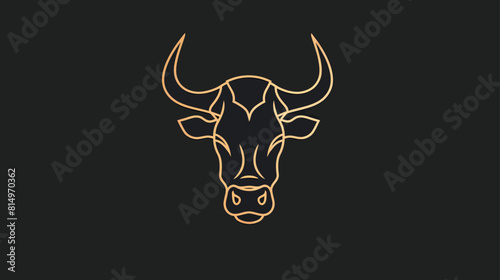 bull line toro art outline monoline linear logo vector icon