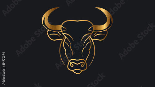 bull line toro art outline monoline linear logo vector icon