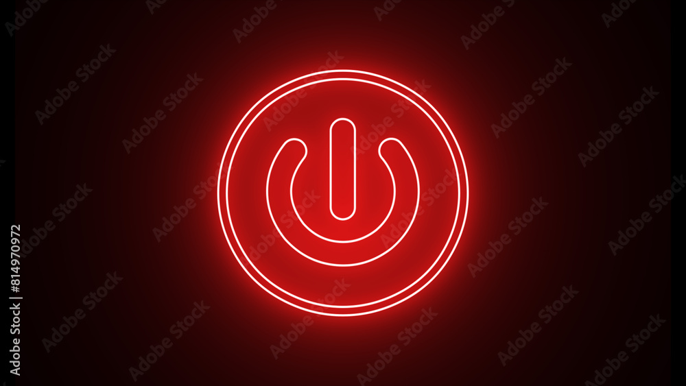 Glowing red neon power icon button Icons that are turned on and off ...
