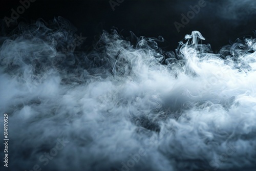 Depicting a black background covered with white smoke, high quality, high resolution