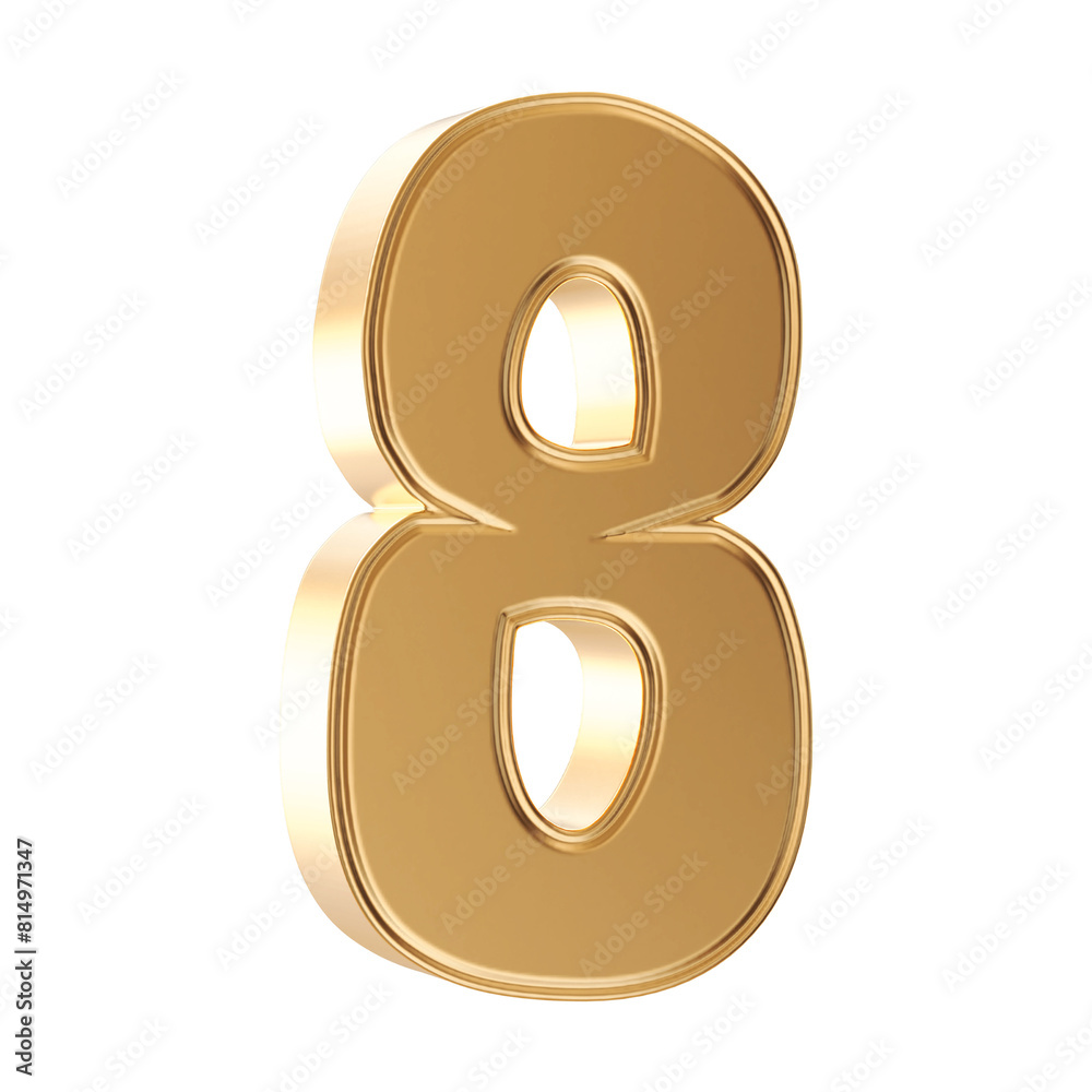 Gold 3D Number 8 Gold 3D Number 8