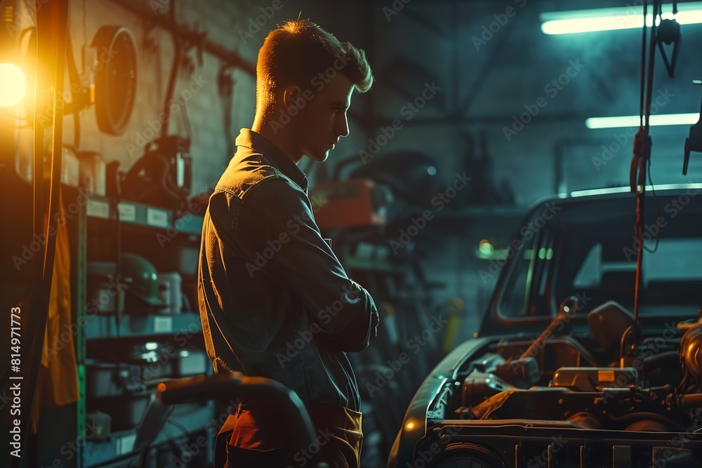 Auto mechanic working in garage. Repair service Auto mechanic working in garage. Repair service