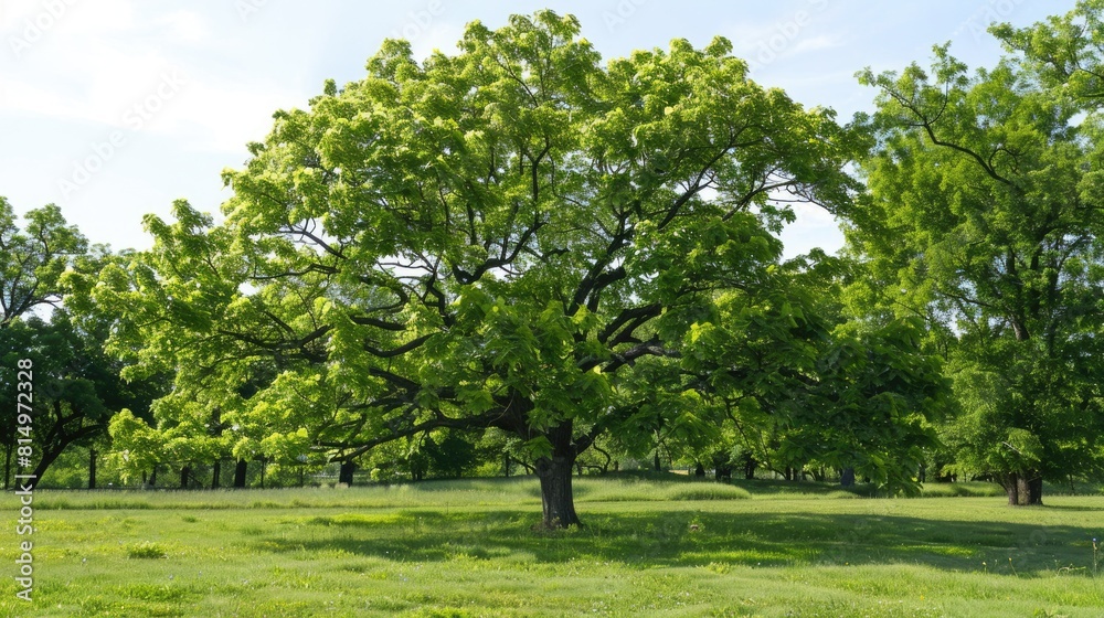 Leaves Tree. Mighty Maple Tree with Green Foliage in Forest Environment Leaves Tree. Mighty Maple Tree with Green Foliage in Forest Environment