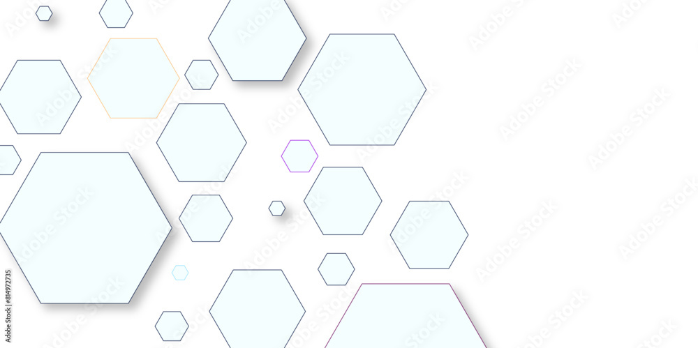 Vector hexagon banner design background with hexagon pattern. Digital futuristic banner technology concept background. Design for science, banner, medicine or technology background