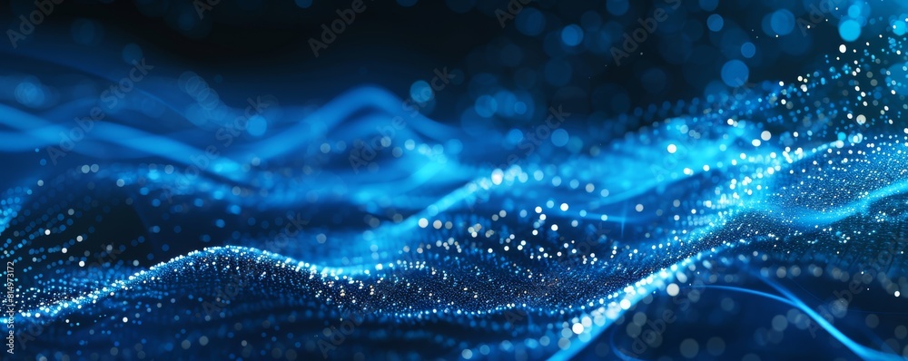 Abstract digital wave of blue particles Abstract digital wave of blue particles