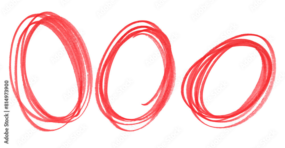 Set scribble circle, red marker isolated on white background Set scribble circle, red marker isolated on white background