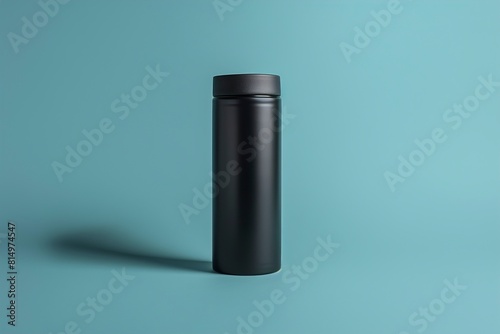 Black thermos or tumbler for mock up isolated