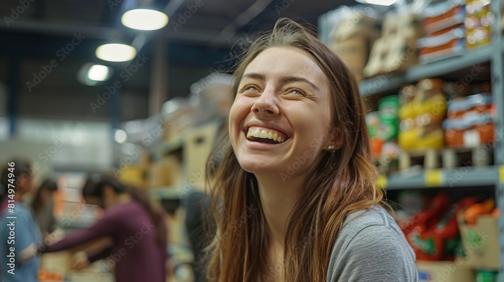 Cheerful young woman laughs along with her friend Cheerful young woman laughs along with her friend