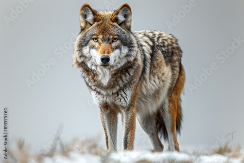 Portrait of a wild wolf (Canis lupus) in winter