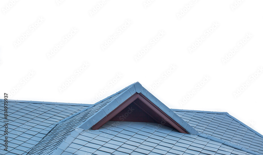 Gray house roof isolated on white background,Mockup hip roof gray tile ...