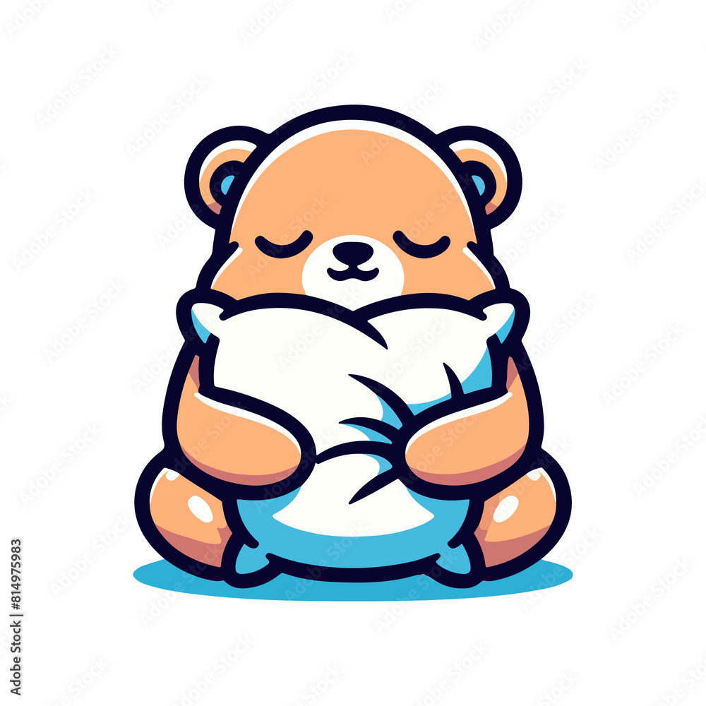 cute icon character bear sleeping on pillow cute icon character bear sleeping on pillow