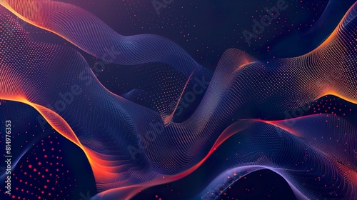 Abstract background with wave lines of dots ,abstract background, futuristic wavy illustration ,Colorful glowing lines ,Abstract background design: abstract background with glowing wavy lines in blue