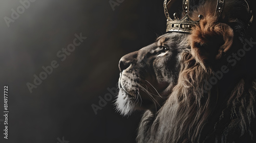 A lion with a crown on its head