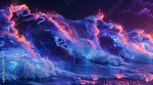 lightening in water waves photo