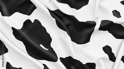 A minimalist graphic interpretation of cow skin, featuring clean lines and sharp contrasts in a purely black and white palette, ideal for a sophisticated, contemporary background. photo