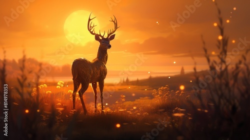 deer at sunset