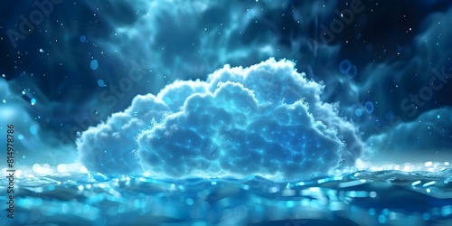 Convergence of Cloud Computing Technology: Abstract Blue Background. Concept Cloud Computing Technology, Abstract Background, Blue Theme, Convergence Concept