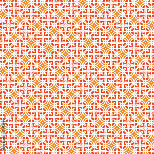 Seamless classic abstract pattern of orange and red color lines and element.