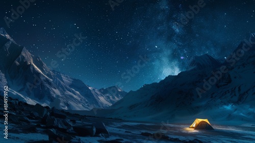 Illuminated Tent Under Starry Sky © Rene Grycner