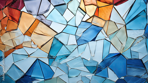 Broken shards of colorful stained glass