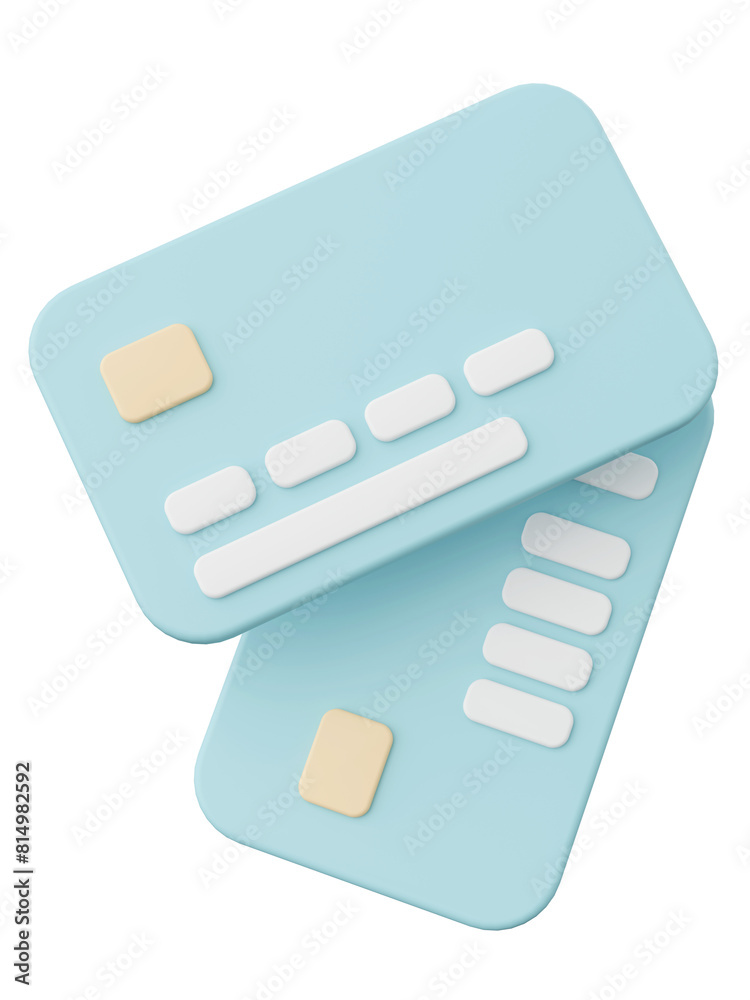 Credit cards, 3d illustration of travel equipments Credit cards, 3d illustration of travel equipments