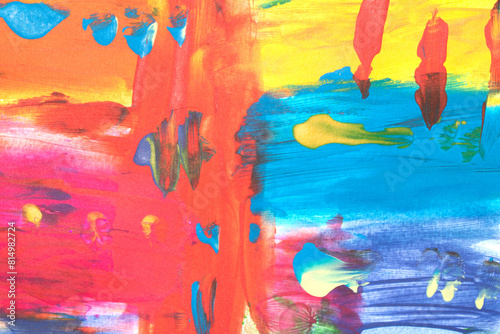 Thick Messy Abstract Vivid Paint Strokes and Brush Marks Multicolored art Style Background