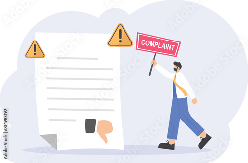 Complaint Form. negative feedback giving. Protest because unsatisied with the service. a buyer or consumer that want to make a complaint letter or denunciation. Illustration Concept Design. vector

