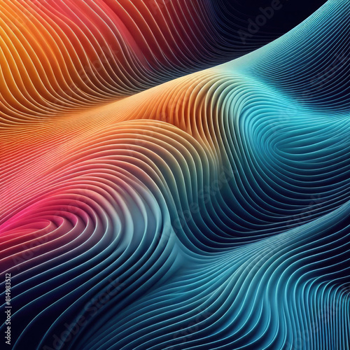 Generative AI 3D wavy wave gradient image illustration  realistic 3D Gradient Wave  3d gradient wave outline  With smoothly flowing color gradations  cool wavy line art with minimalist style