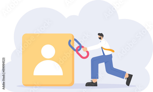 link account concept. link accounts to various devices. connect accounts to multiple devices, such as laptops, smartphones, and tablets. technology. illustration concept design. graphic elements


