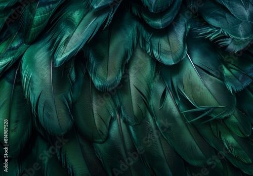 Feather texture background in beautiful dark green viridian vintage color trends photo