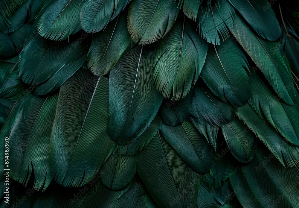 Feather texture background in beautiful dark green viridian vintage color trends Feather texture background in beautiful dark green viridian vintage color trends