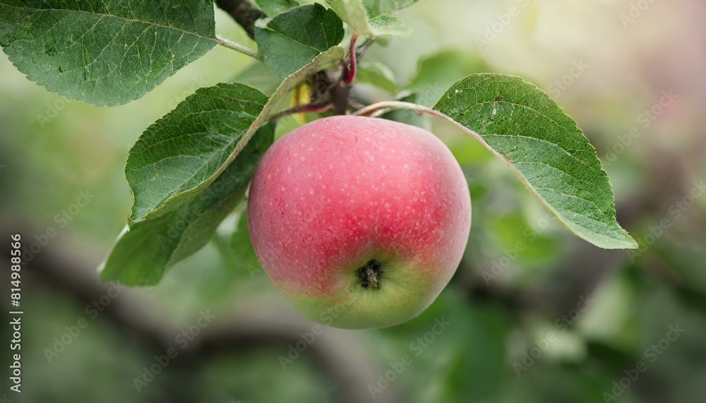 photo of a red ripe apple hanging on a tree branch photo of a red ripe apple hanging on a tree branch