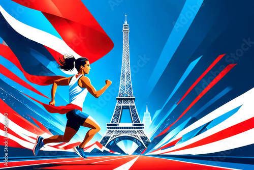 running paris sport olympic 2024 ceremony, water color commencement