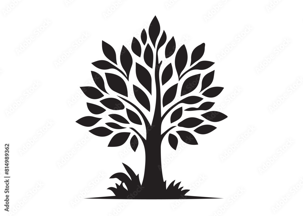 Tree silhouettes vector, isolated black tree silhouettes set Tree silhouettes vector, isolated black tree silhouettes set